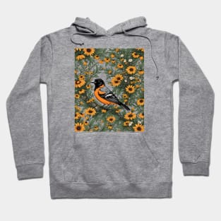 Baltimore Oriole Bird And Black Eyed Susan Flowers Hoodie